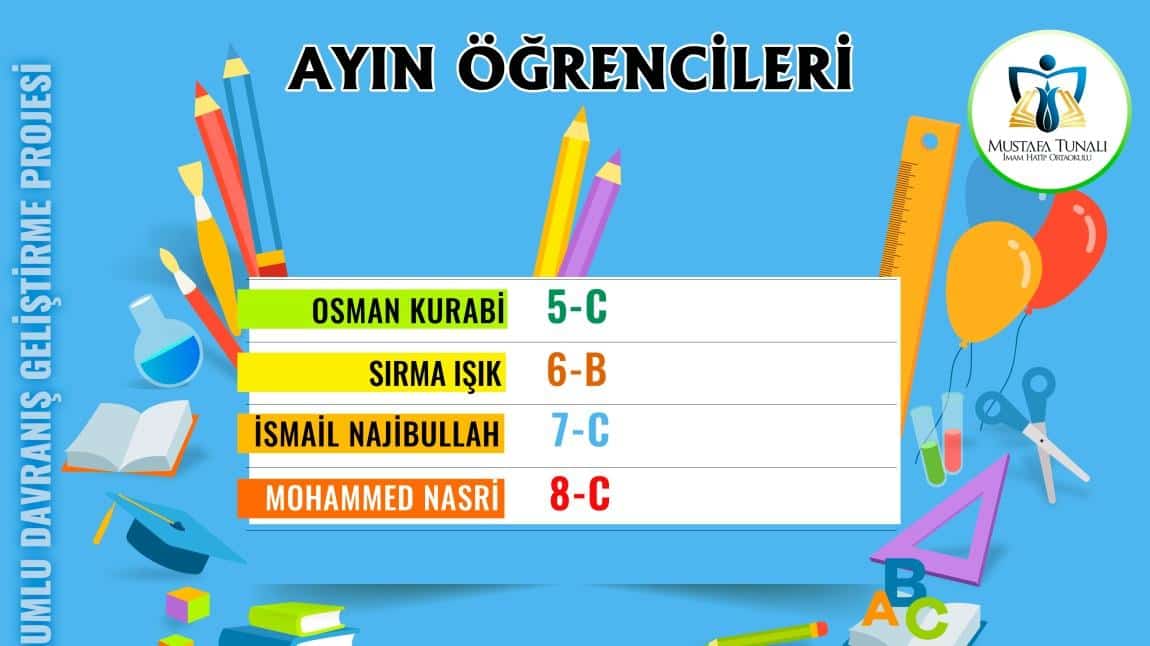 EKİM AYI OLUMLU DAVRANIŞ GELİŞTİRME PROJESİNDE DERECEYE GİREN ÖĞRENCİLERİMİZE ÖDÜLLERİ VERİLDİ